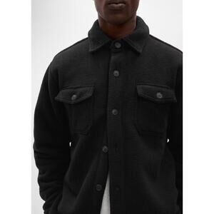 GAP Fleece Button Up Shirt Jacket with Pockets, Black size XXXL